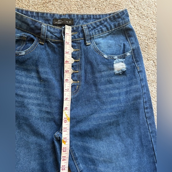 NWOT Distressed Five-Button Fly High-Rise Straight Leg Jeans - Picture 4 of 8